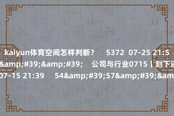 kaiyun体育空间怎样判断？    5372  07-25 21:52     54&#39;51&#39;&#39;    公司与行业0715丨刻下还能买什么？    6487  07-15 21:39     54&#39;57&#39;&#39;    公司与行业0703丨红利计谋拥堵度走到何处了？  原创    7200  07-03 21:06     54&#39;54&#39;&#
