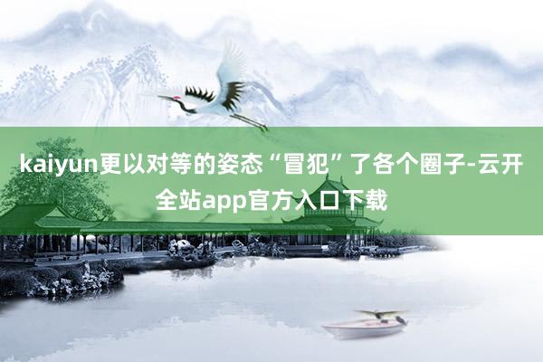 kaiyun更以对等的姿态“冒犯”了各个圈子-云开全站app官方入口下载